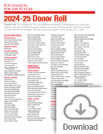 Donor roll downloadable document with a cloud containing a downward arrow icon